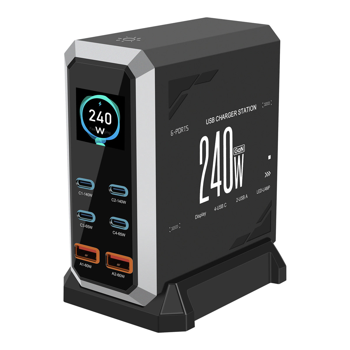 240W Multi-Port USB Charger Dynamic Display