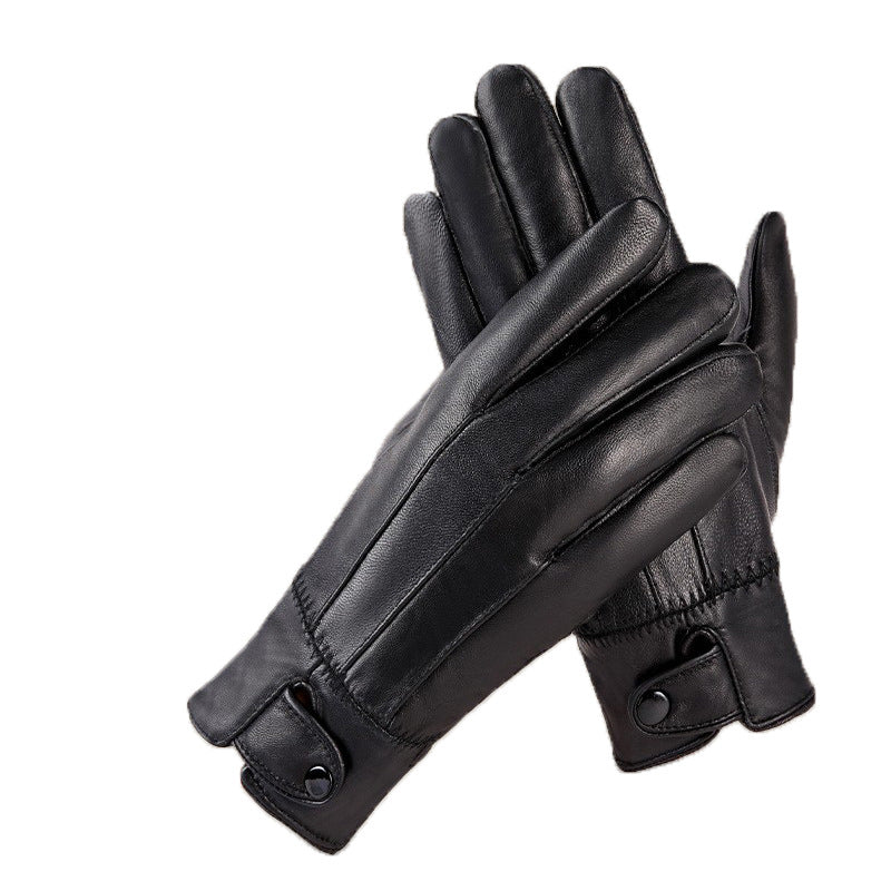 Gants en cuir véritable pour les hommes et les femmes L'automne et l'hiver revêtus de polaire