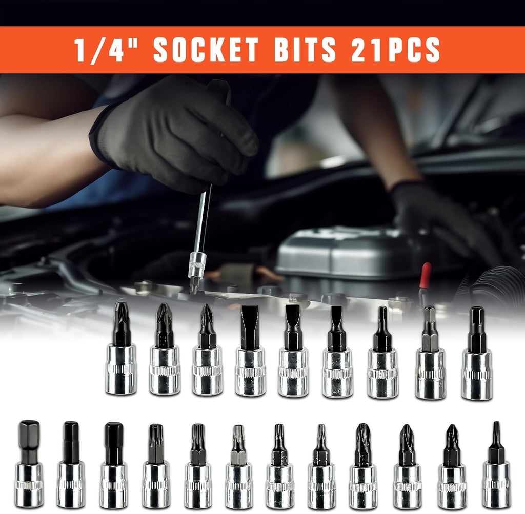 53 Pcs 1 4 Drive Socket Set & Tool Sets Cliquets ensemble avec Bit Socket Set UK