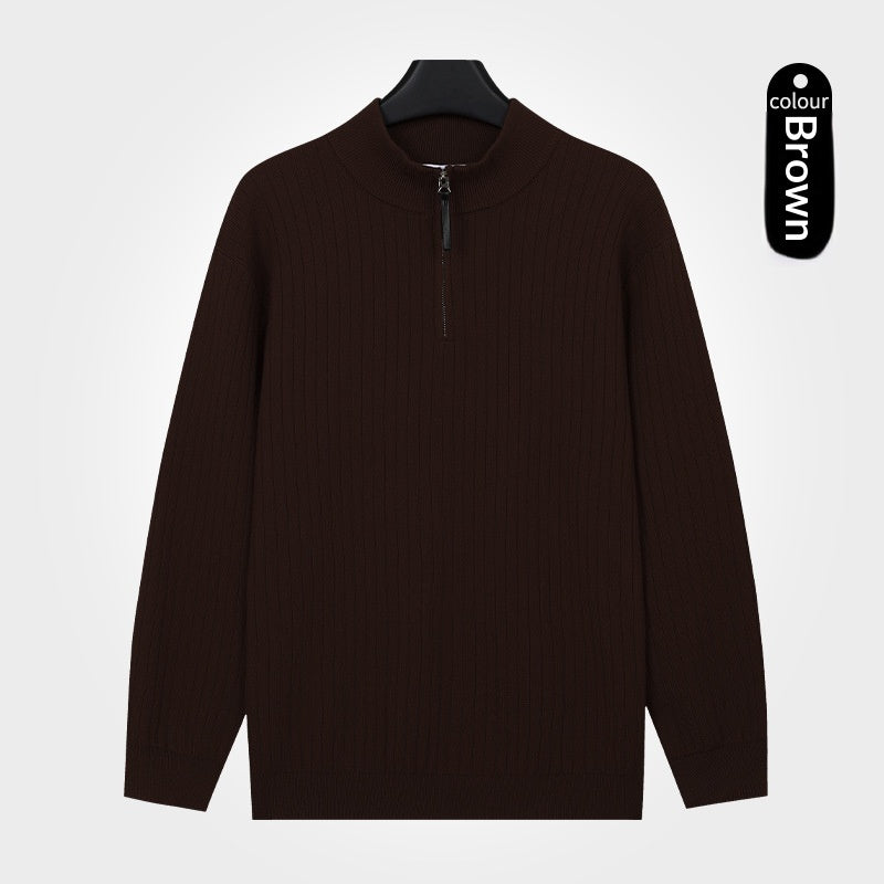 Sweater semi-zip pour hommes avec un léger luxe se sentir doux et chaud pour l'automne Et l'hiver