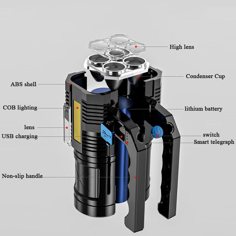 Super Bright 12000000LM LED Spotlight Handheld Camping Searchlight Torch