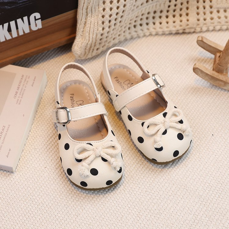 Été Fée Style Bébé Filles Fermé Toe Ballet Sandales Bow Polka Dot Vintage Mary Jane Sh