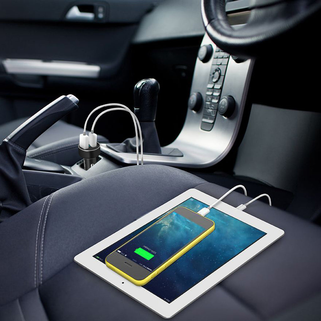Universal 15W-3.1A Adaptateur de chargeur de voiture USB double alliage d'aluminium Adaptateur de charge rapide de voiture F