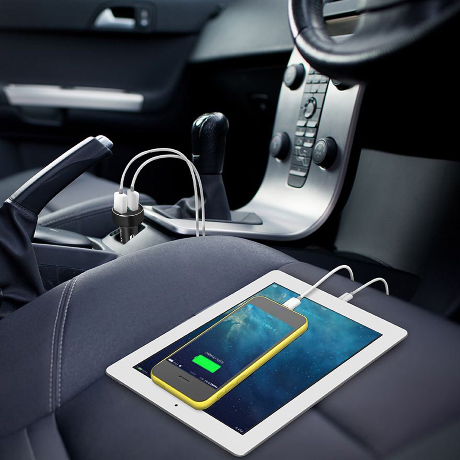 Universal 15W-3.1A Adaptateur de chargeur de voiture USB double alliage d'aluminium Adaptateur de charge rapide de voiture F