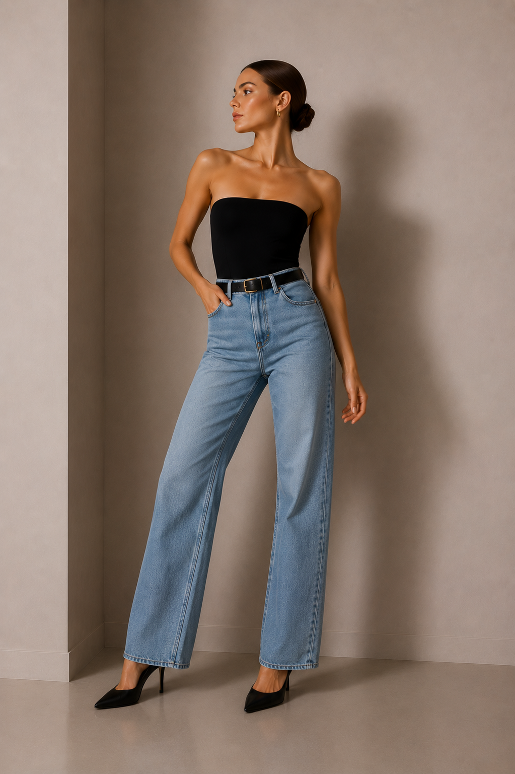 Bodysuit Bandeau sans sangle pour femme Tube souple stretch Top Body