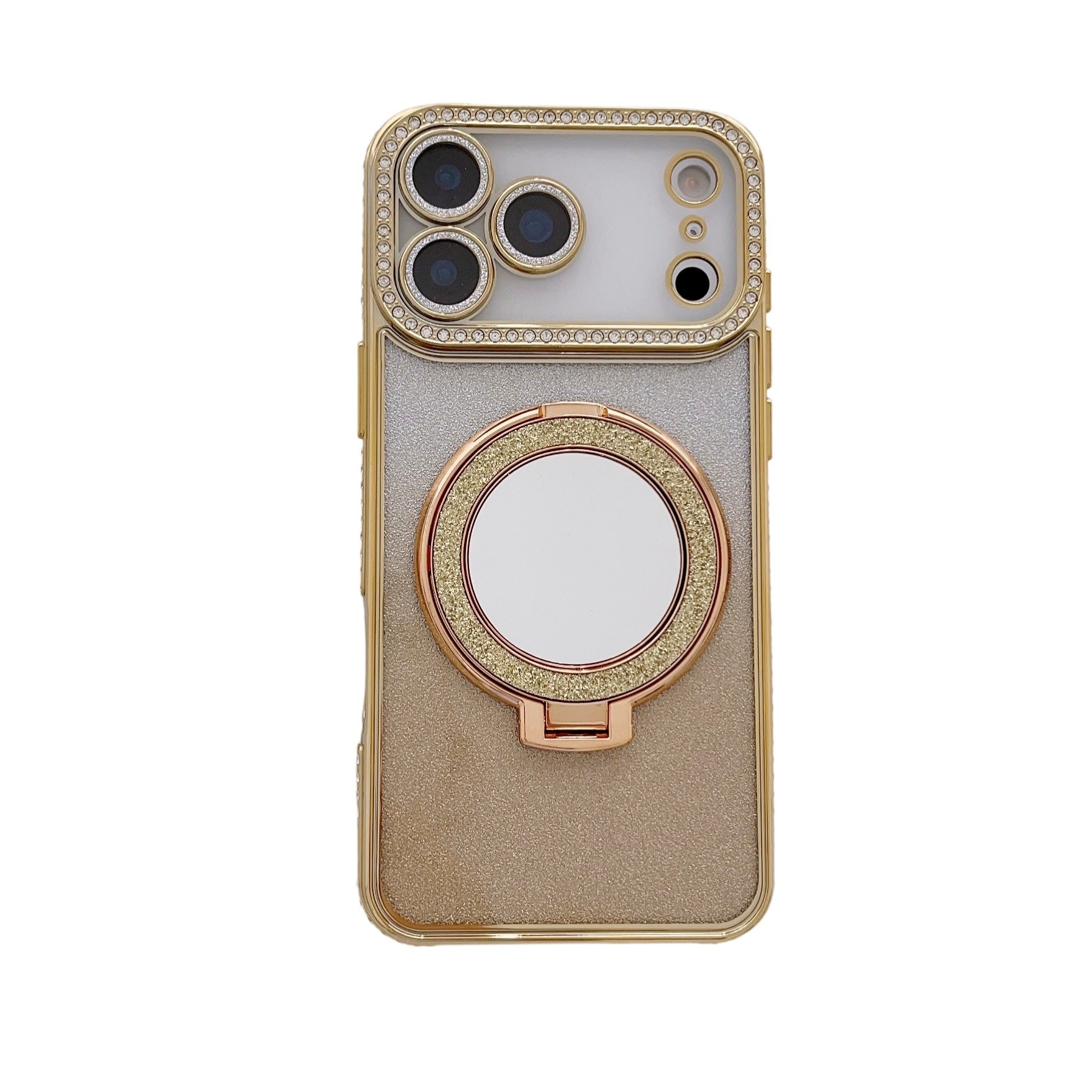 Étui téléphonique Bord de Strass Glitter Maquillage Miroir Support Aspiration magnétique