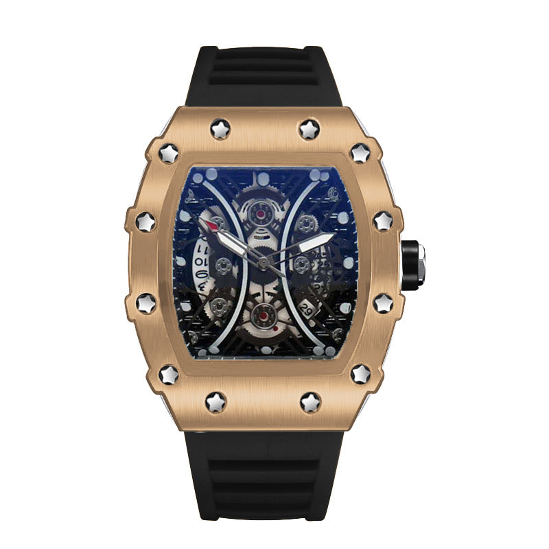 Automatique Quartz Hollow Luminous Waterproof Hommes en forme de barils
