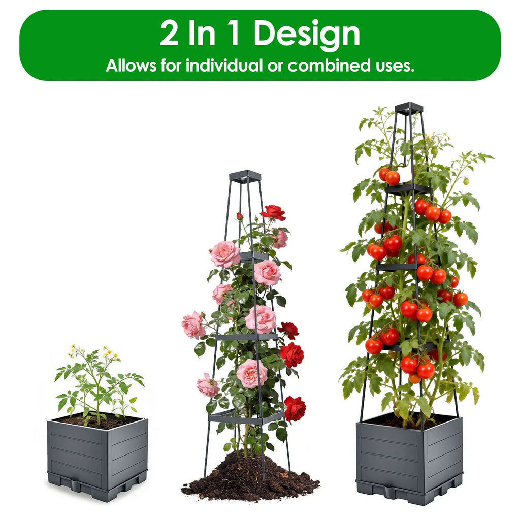 Planteur de Trellis réglable en hauteur de 4 dimensions avec réservoir auto-aqueduc 2L