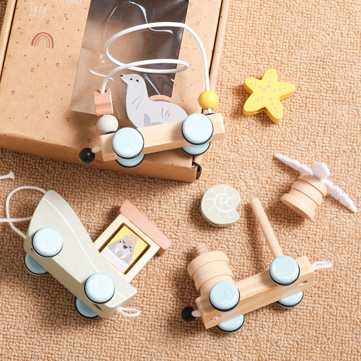 Three-section wooden toy for baby