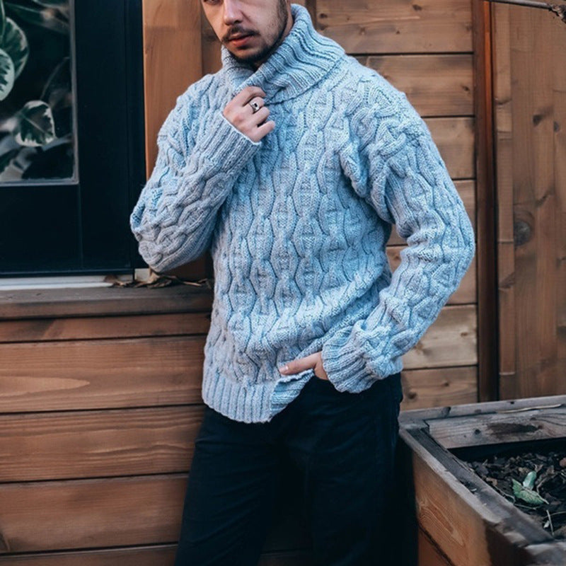 Homme Couleur solide Tendance Tendance Col Tortue Chandail tricoté