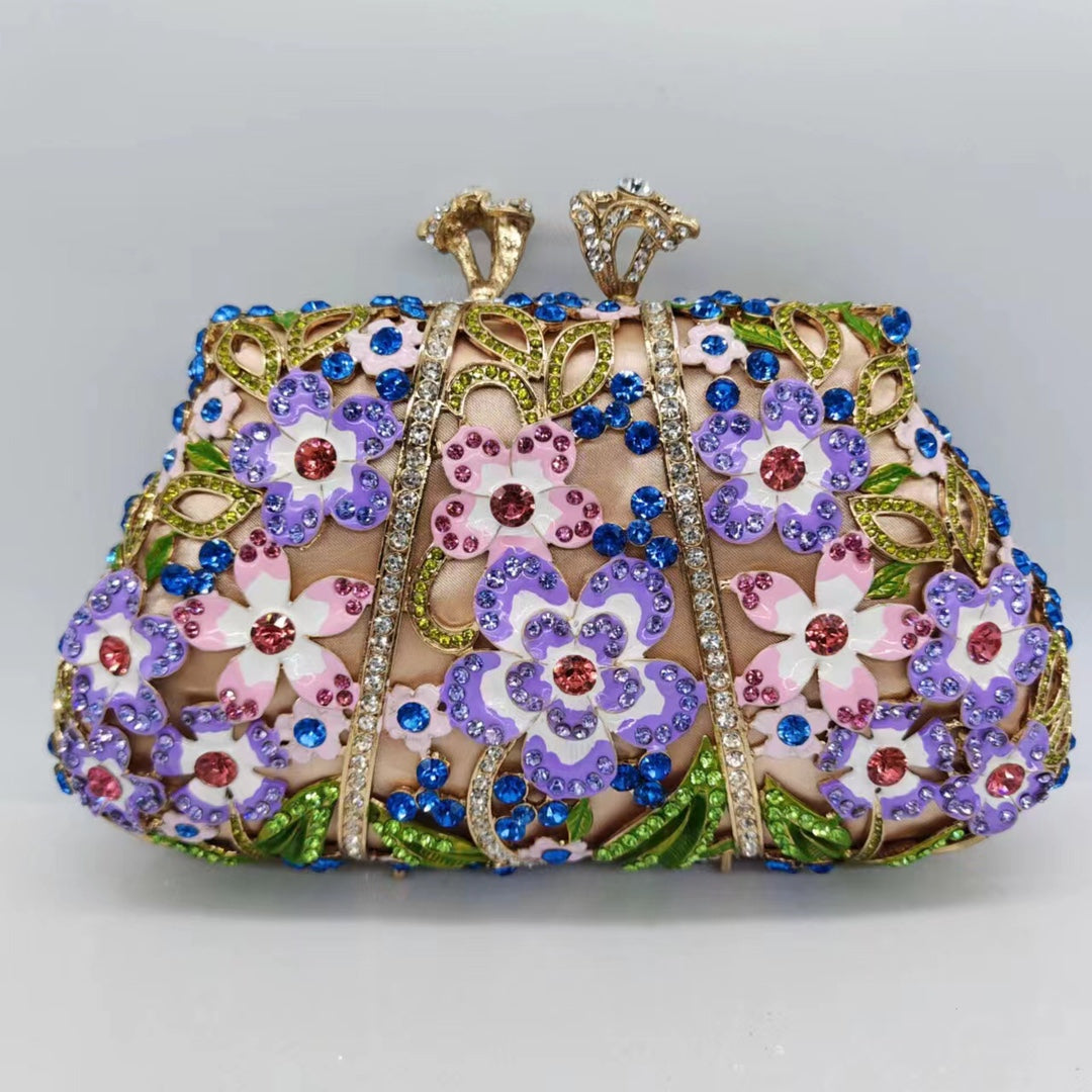 Dripping Oil Diamond Soiring Bag Enamel Color Flower Clutch