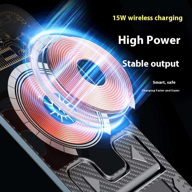 2-en-1 Chargeur de téléphone sans fil Support pliable portable ultra-mince