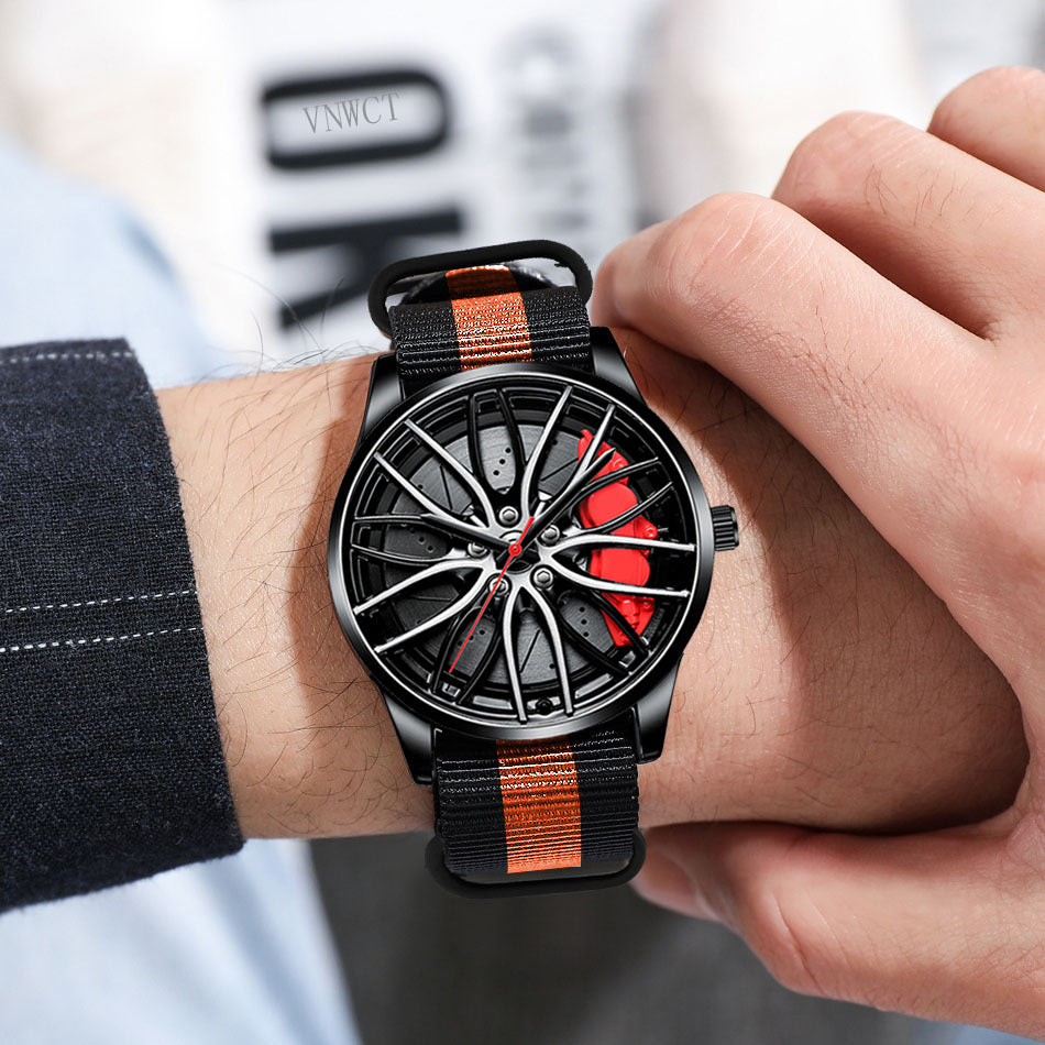 Nylon Roue Hubs Montre Quartz Créative Homme