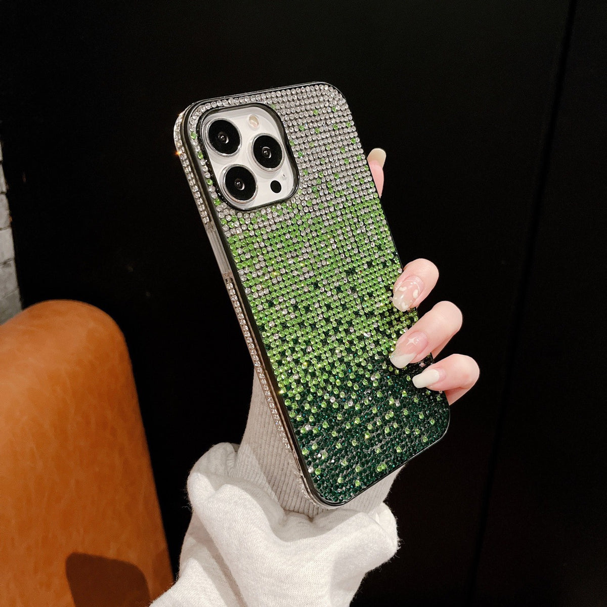 Gradient Edge Diamond Case Téléphone Starry Sky Strass