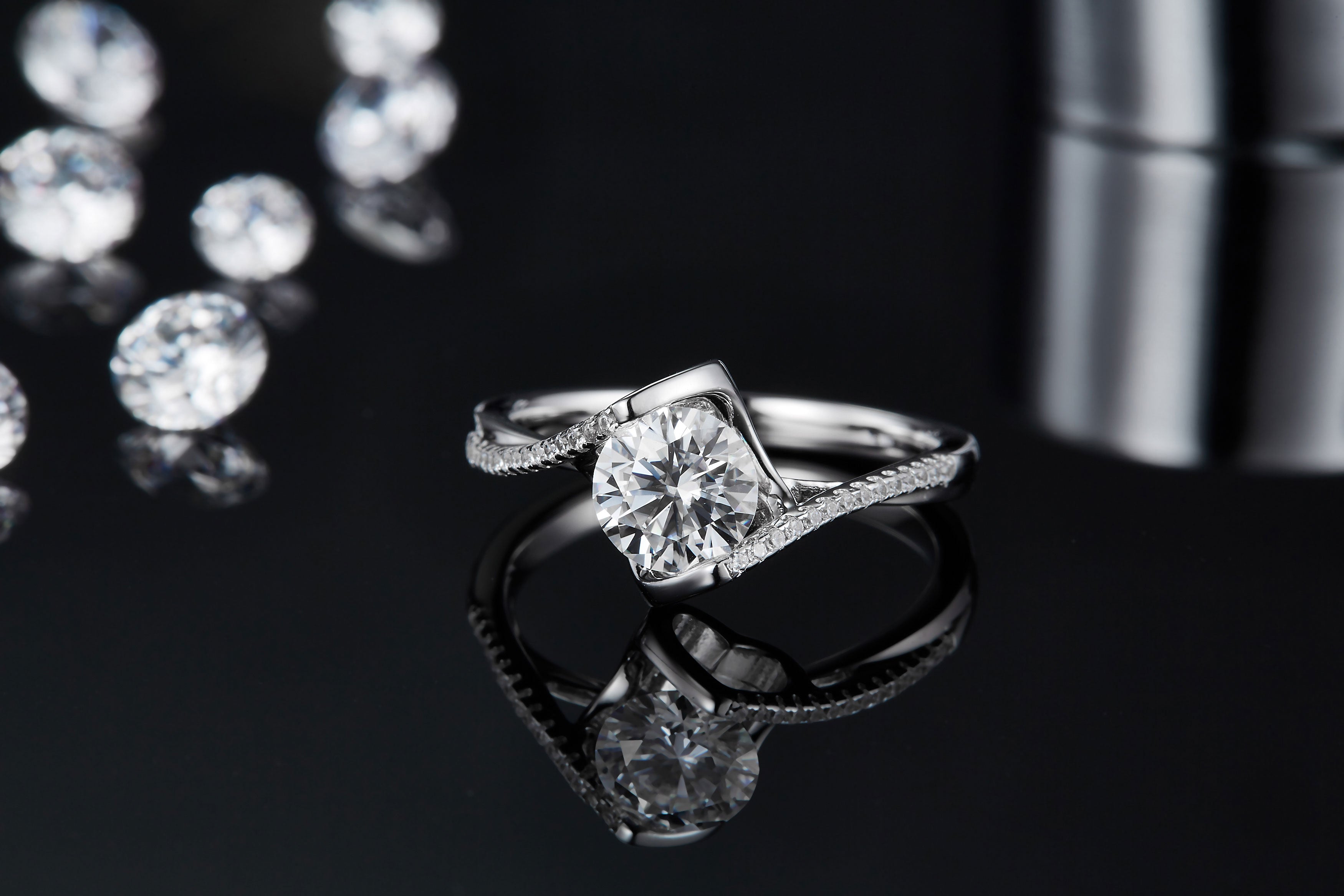 S925 Argent Sterling 1ct Moissanite bague de fiançailles