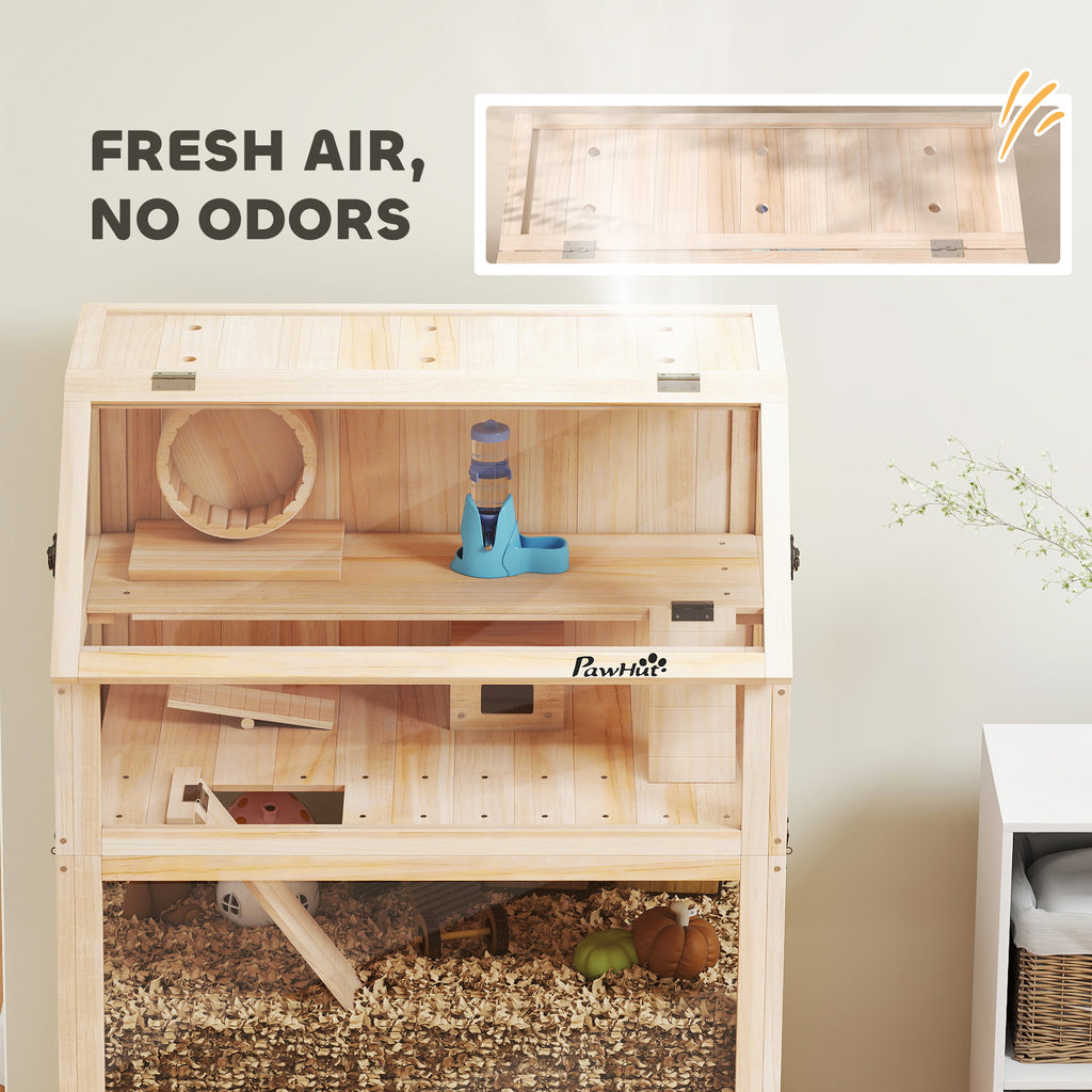 Cage de hamster en bois avec plancher inférieur amovible