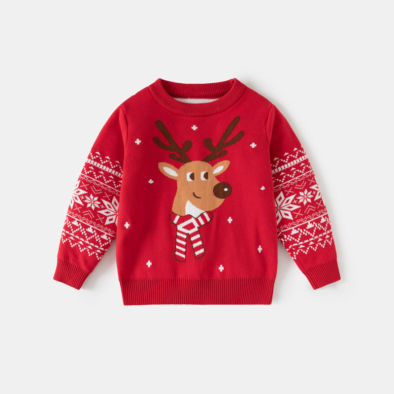 Enfants Pattern de cerf Jacquard Fine Cotton Pull