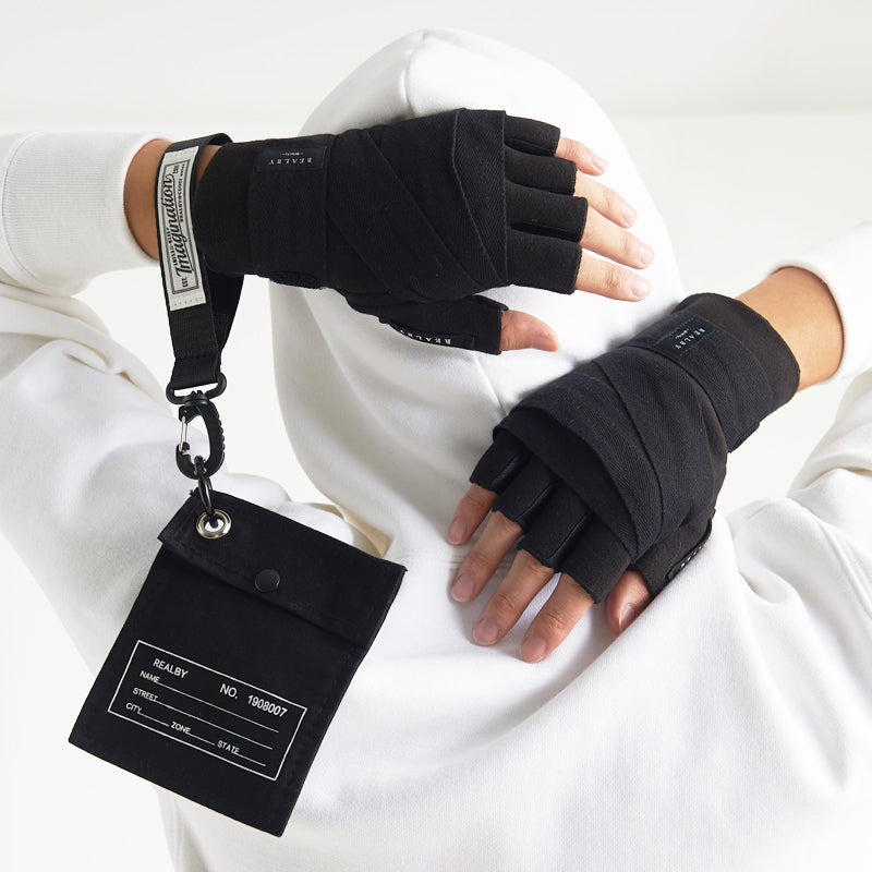 Gants de sport demi-doigts de boxe de fitness pour hommes Bande de bande intégrée
