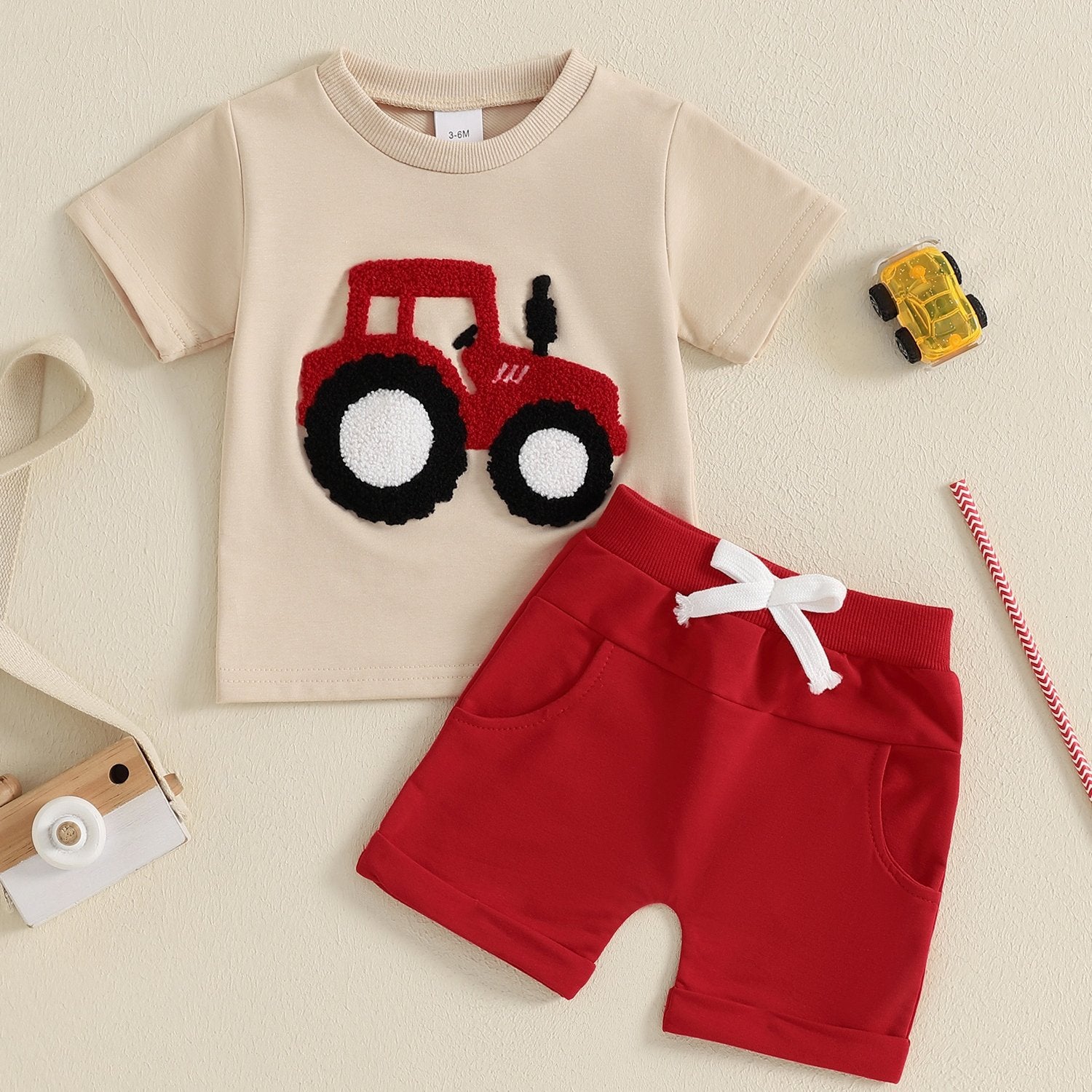 Garçons tout-petits Outfits d'été Camion Brodé Col rond