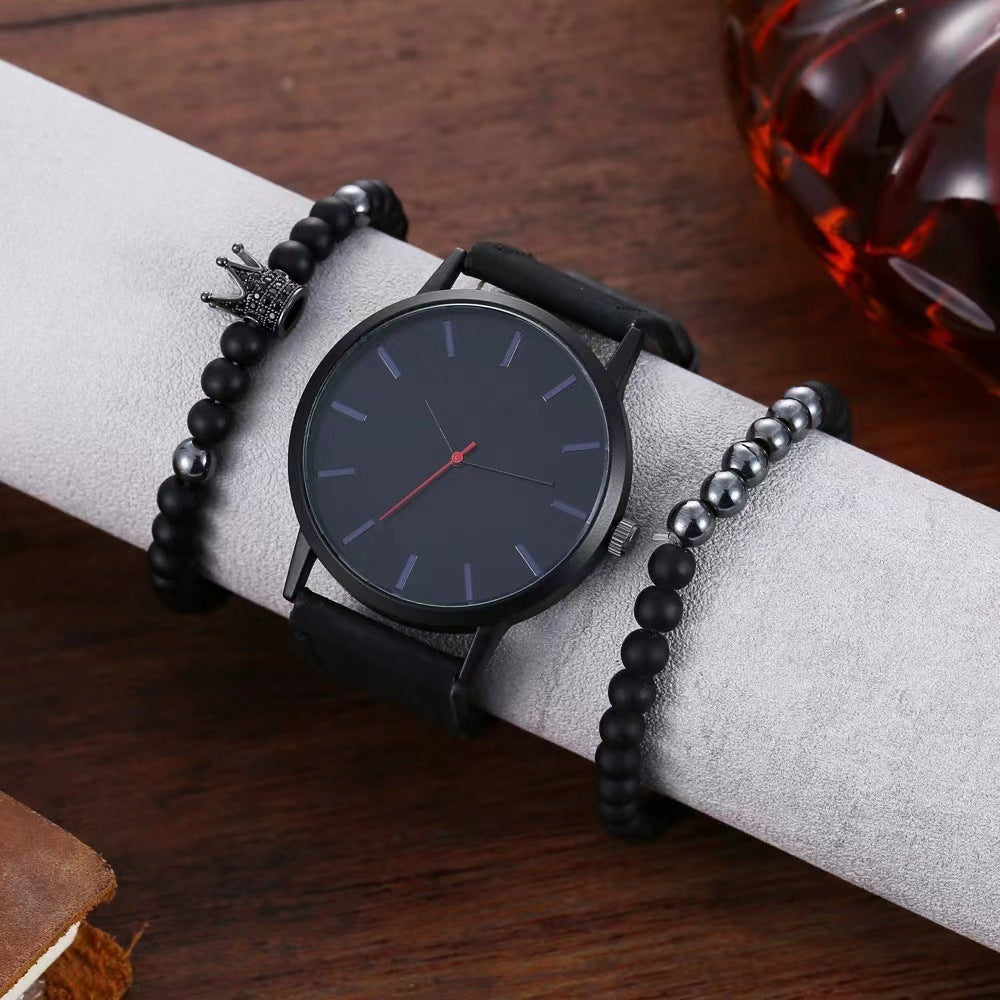 Grande Cadran Homme Casual Simple Scale Frosted Ceinture Quartz Montres Crown Bracelet
