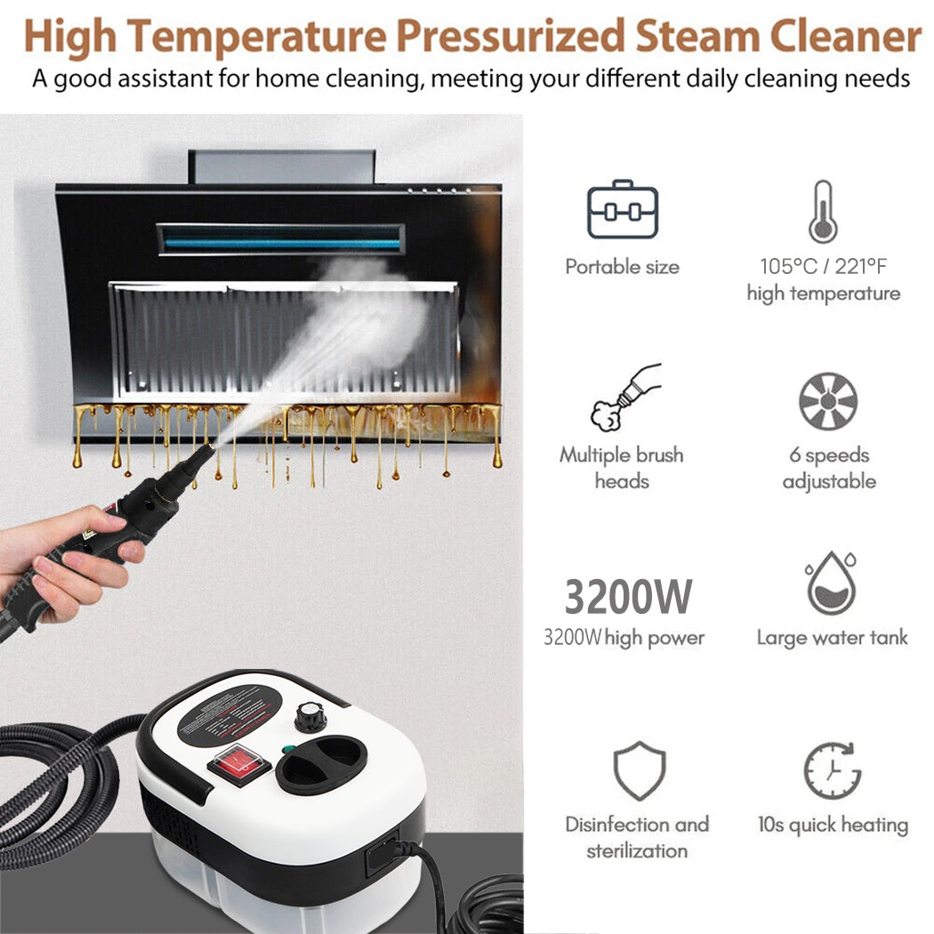 3200W Nettoyeur de vapeur portatif portatif haute pression Steamer pour la cuisine de la maison de voiture