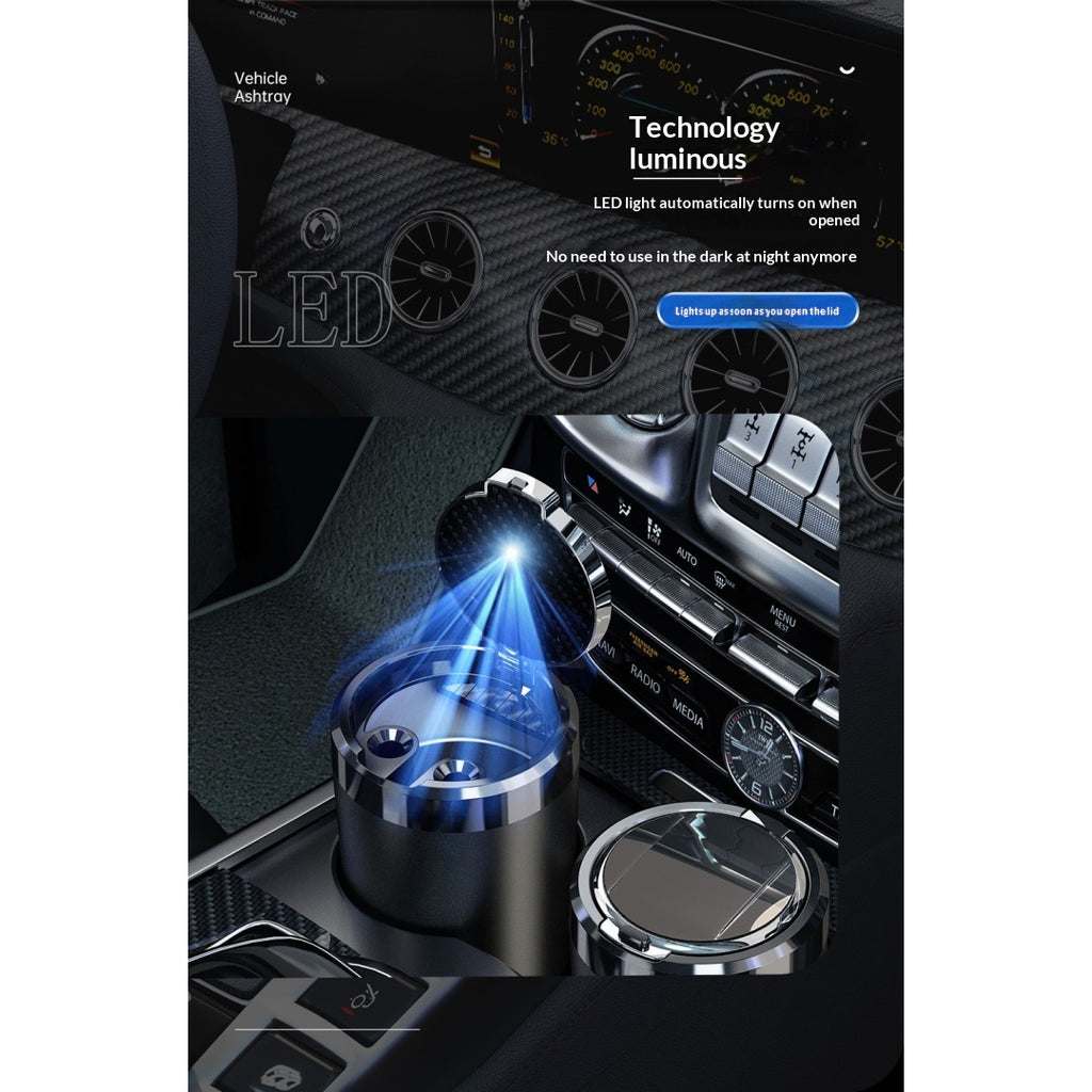 Cendrier de voiture, Linge de céramique, Incendie, Couvercle auto-ouvert, LED, amovible
