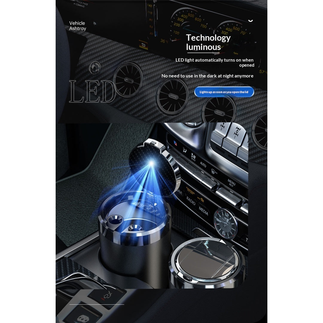 Cendrier de voiture, Linge de céramique, Incendie, Couvercle auto-ouvert, LED, amovible