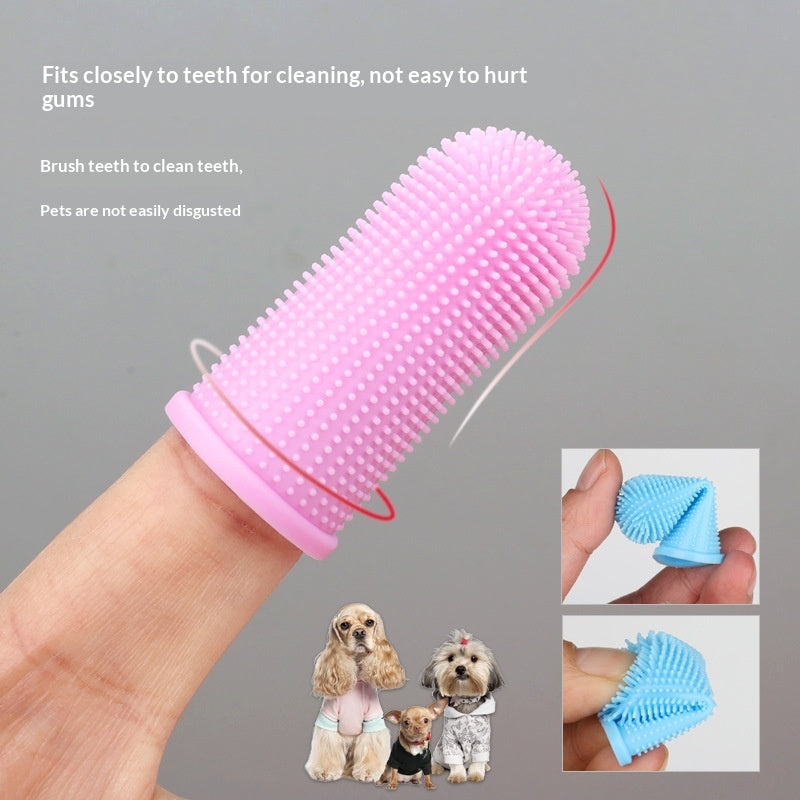 Bouchon de doigt en caoutchouc brosse à dents pour animaux de compagnie à 360 degrés