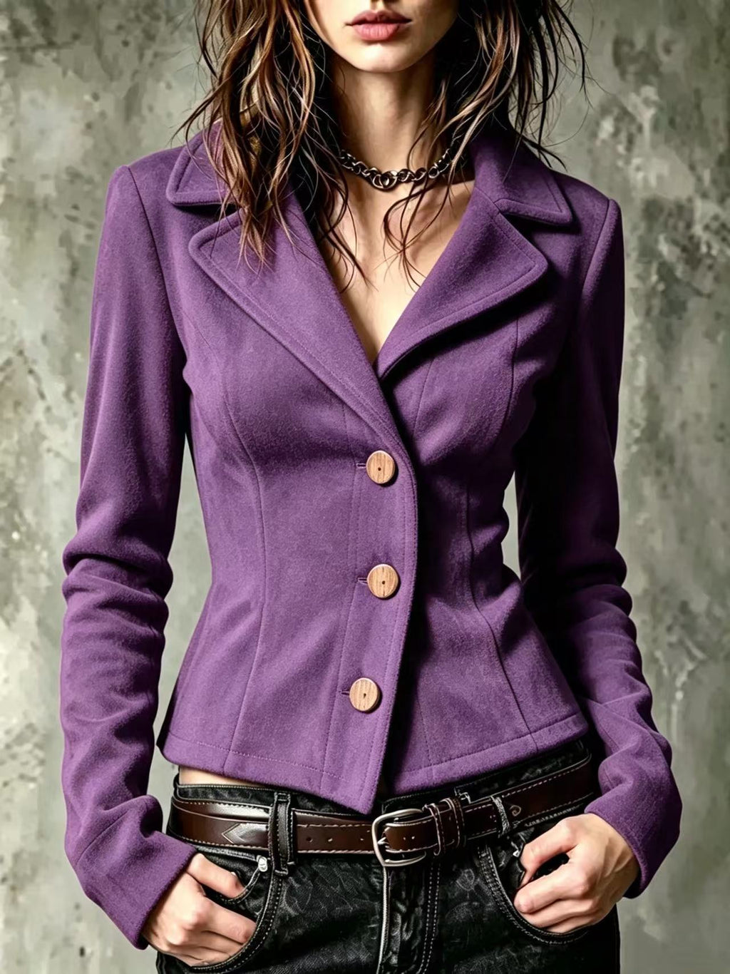 Manteau en laine courte ajustée vintage pour femme