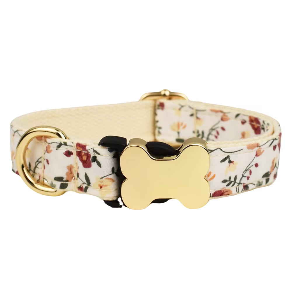Tissu plat imprimé Grid série Bone Buckle Dog Collar