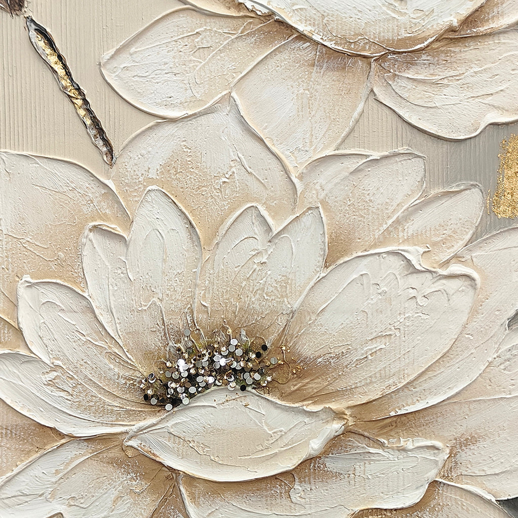 24x36 Blanc Lotus Fleur Toile Wall Art