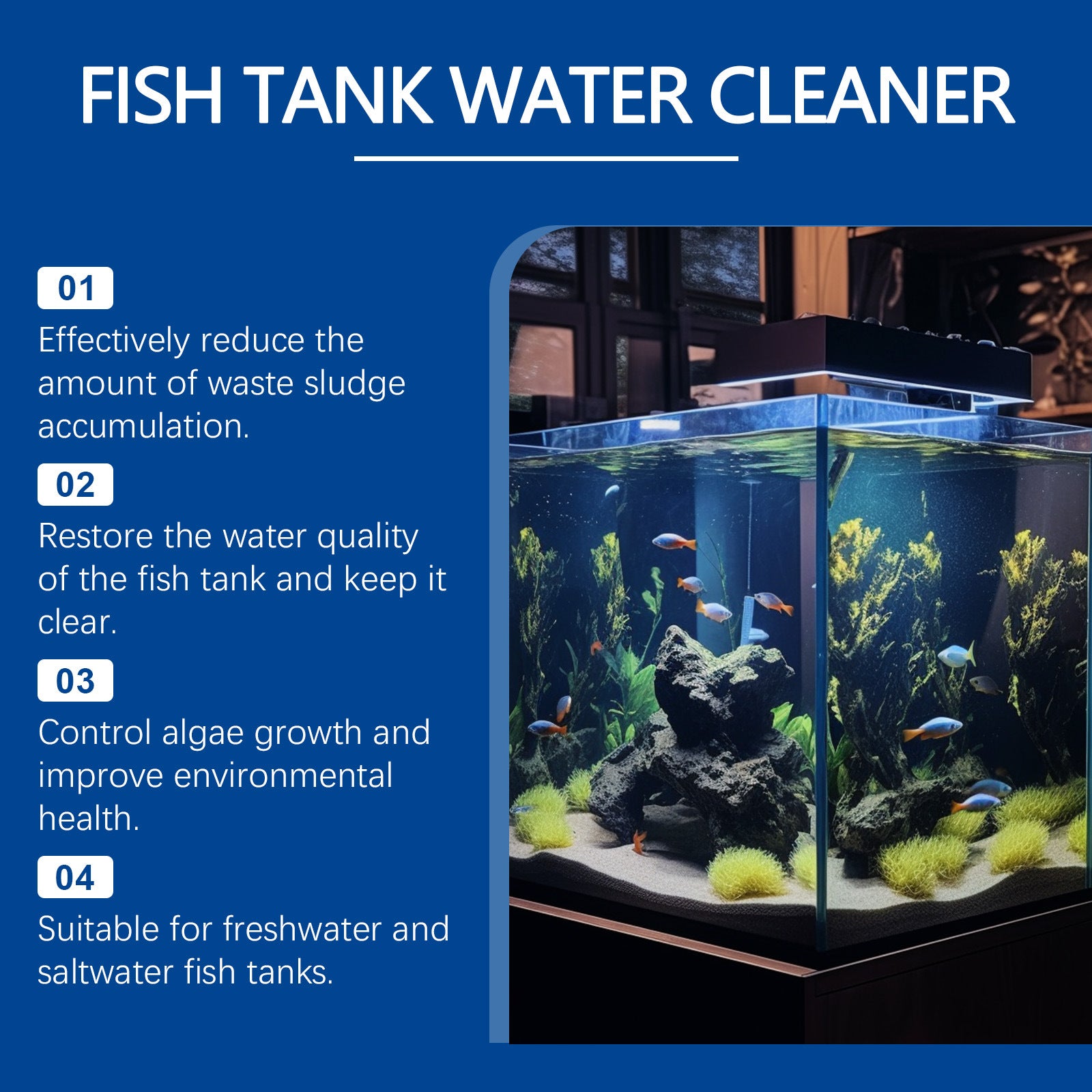 Clarificateur d'eau d'aquarium YEGBONG Nettoie les taies et les boues d'aquarium
