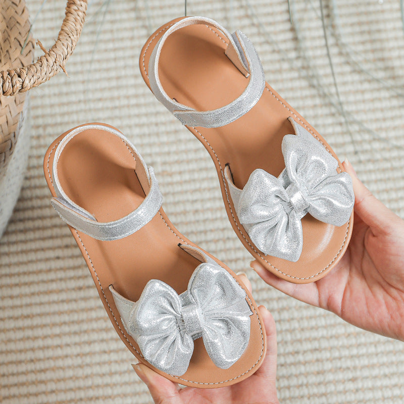 Été Arrivée Argent Bow noeud mignon chaussures de bébé