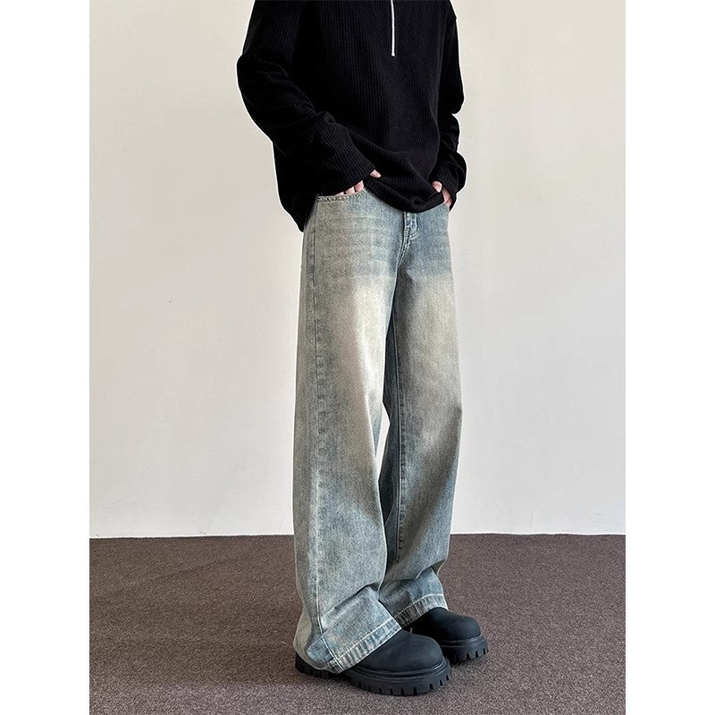 Jeans Denim Lavés Dénudés Hommes Style Vintage Loose-fit