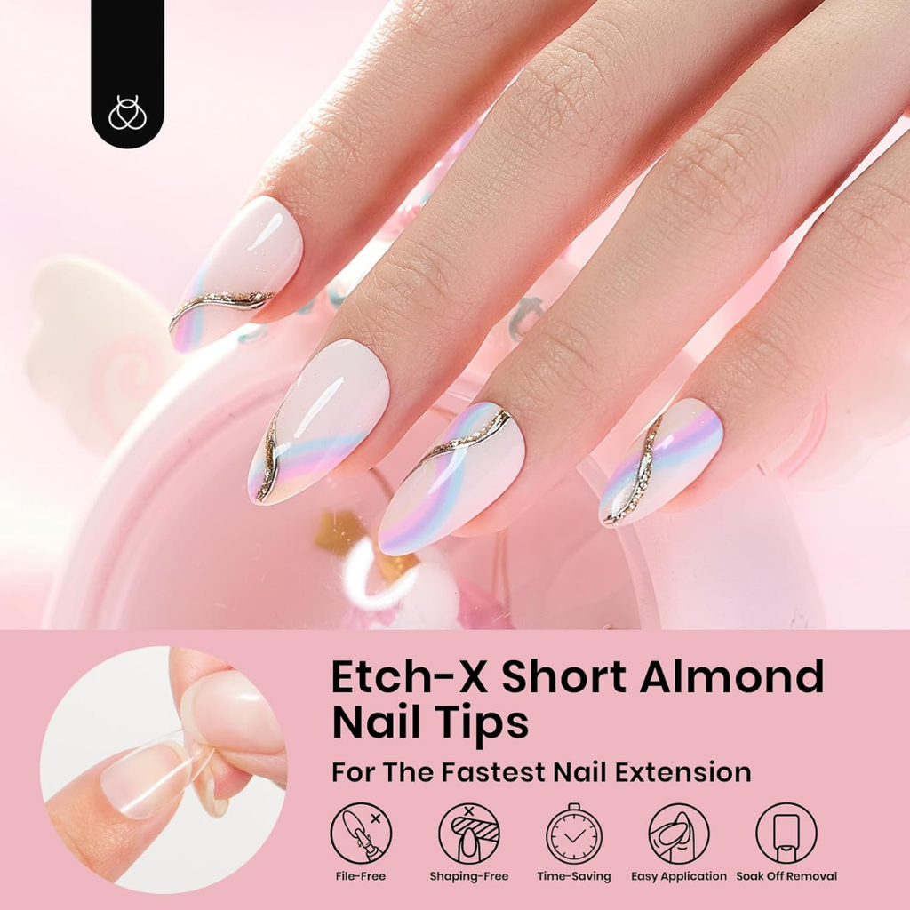 Trucs d'ongle en gel doux Amande courte 288pcs En 12 tailles