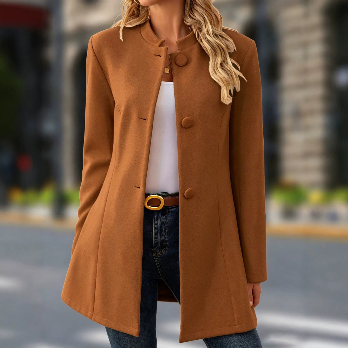 Collier de support occasionnel pour femmes Longueur moyenne Coat de laine Versatile