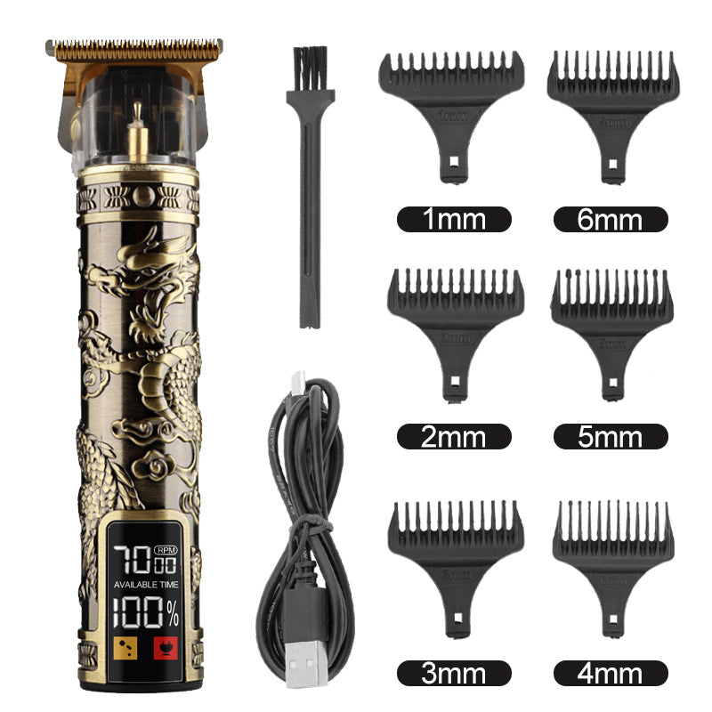 Clipper électrique électrique cheveux Cutter Retro huile gravure tête