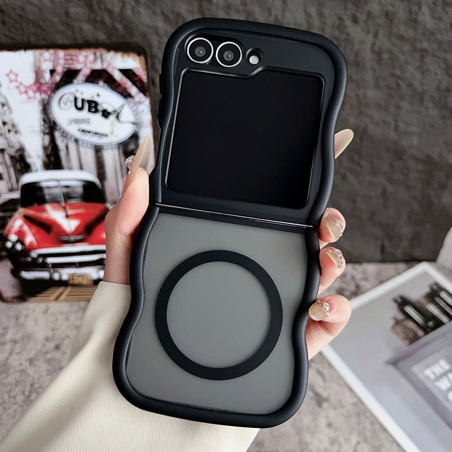 Boîtier de téléphone magnétique Écran pliable Couleur transparente Couverture de protection tout compris