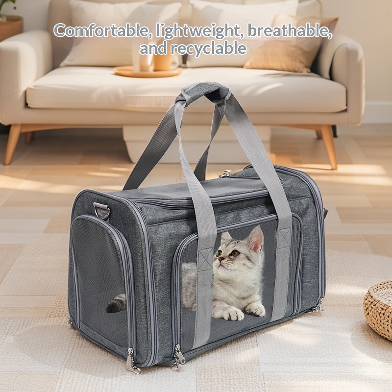 Transporteur d'animaux de compagnie pliable de grande capacité pour avoir sorti votre chat