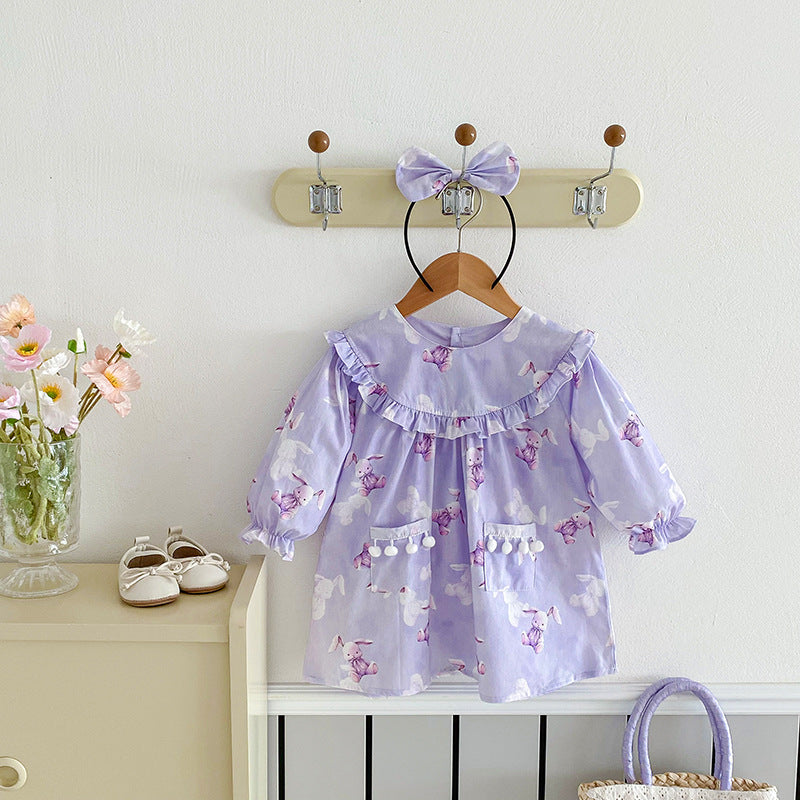 Bébé fille Triangle Rompers robe violette