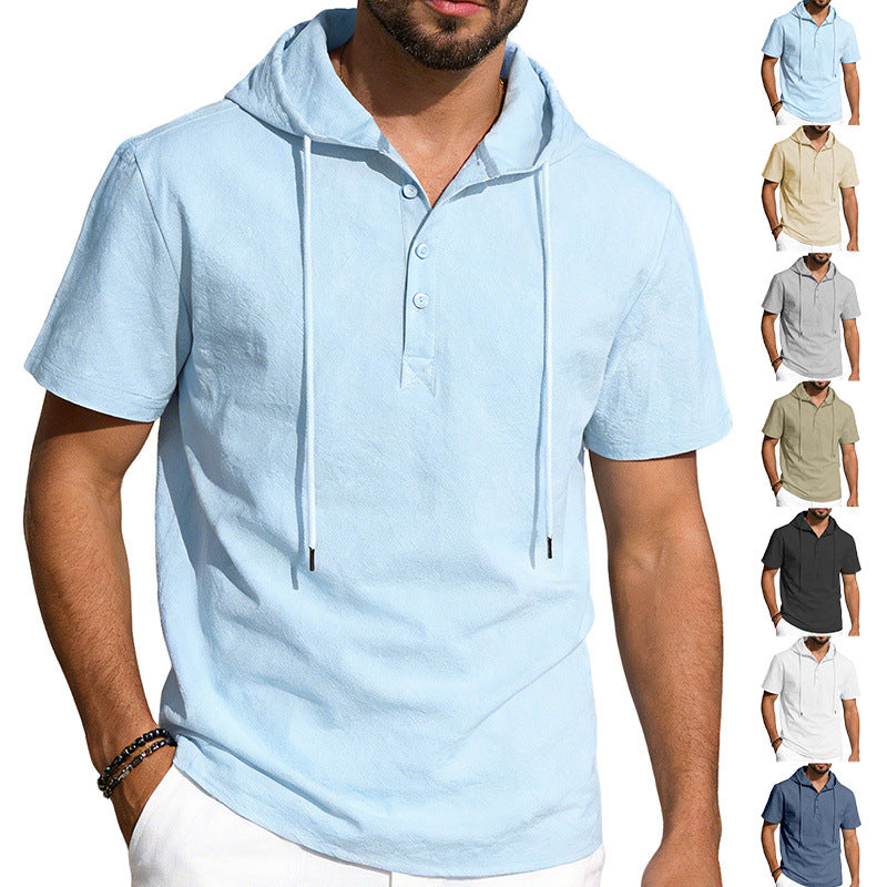 Chemise en lin manches courtes pour hommes
