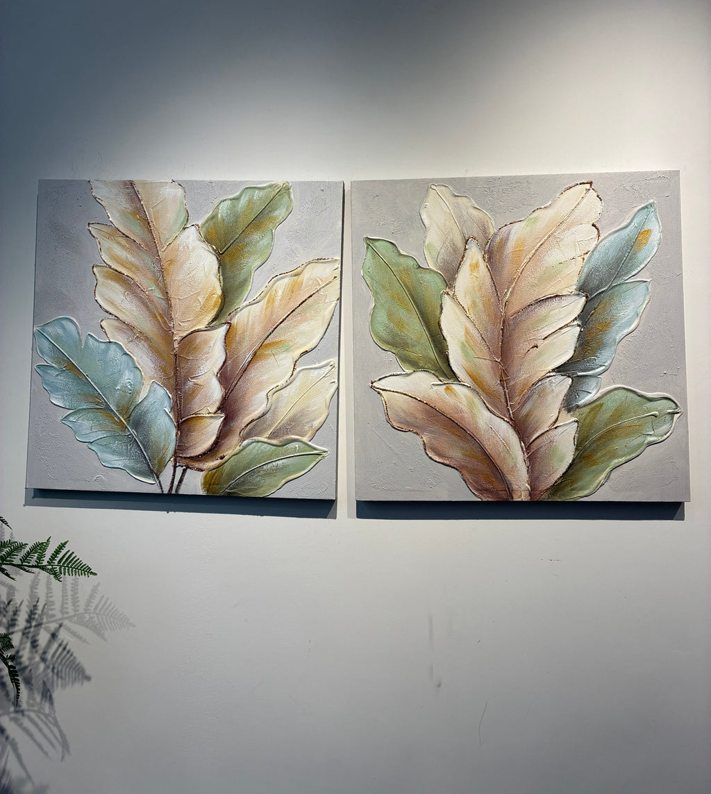 24x24 Ensemble de 2 Leaf Art Botanique