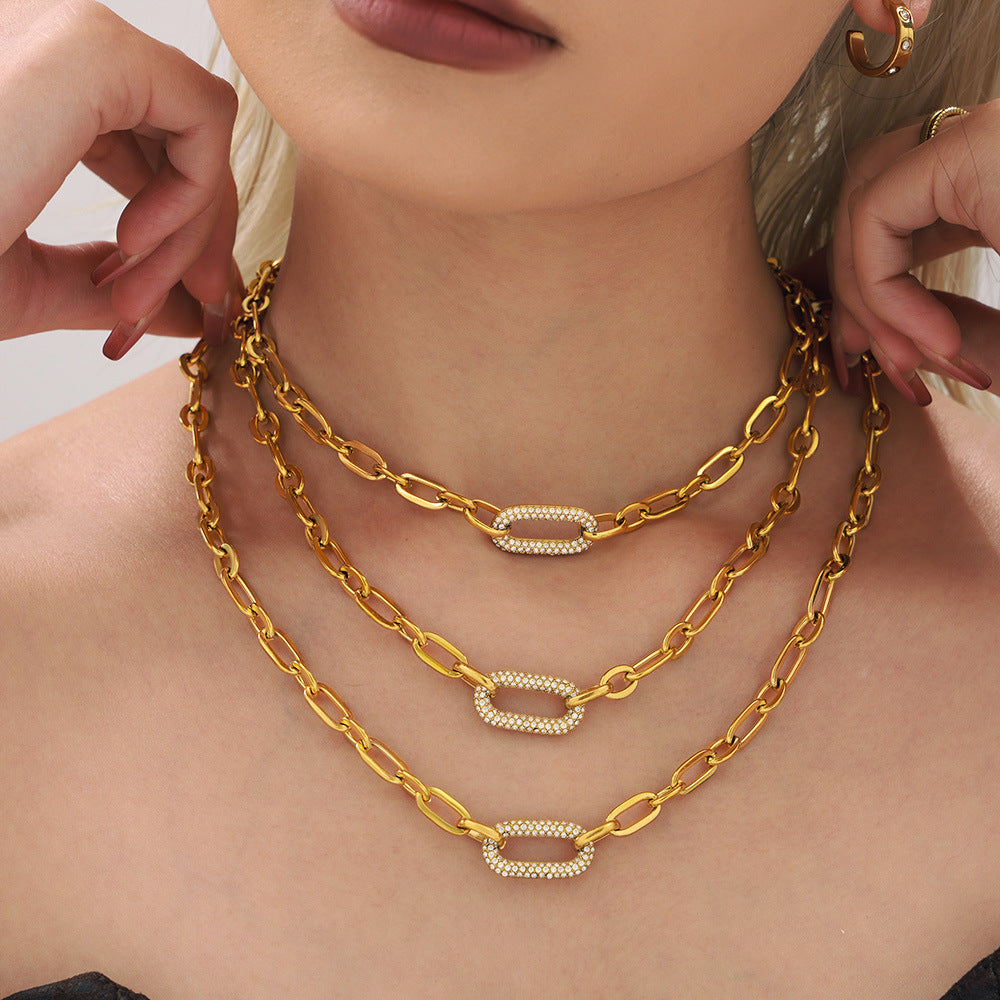 Bijoux en acier titane Acier inoxydable Micro-pave Zircon Collier et bracelet