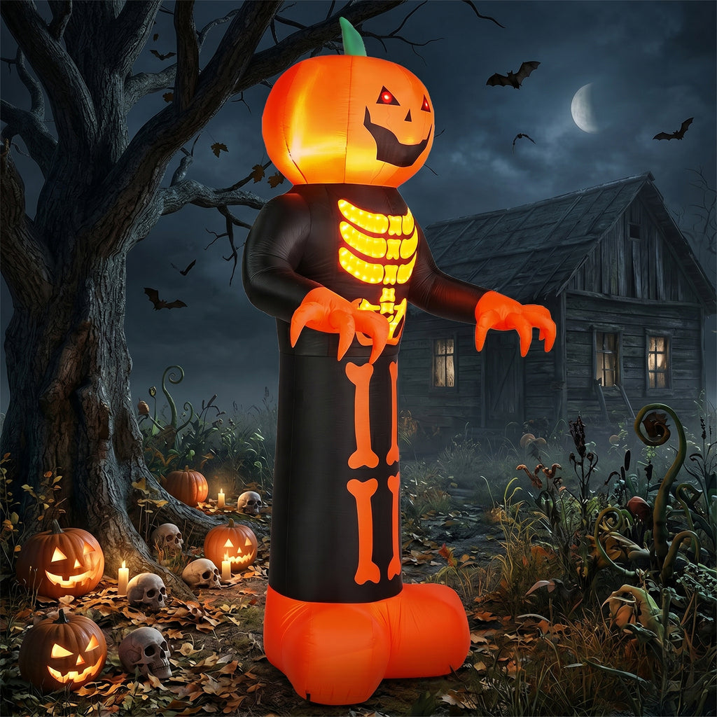 12ft Décor gonflable d'Halloween avec côtes de squelette