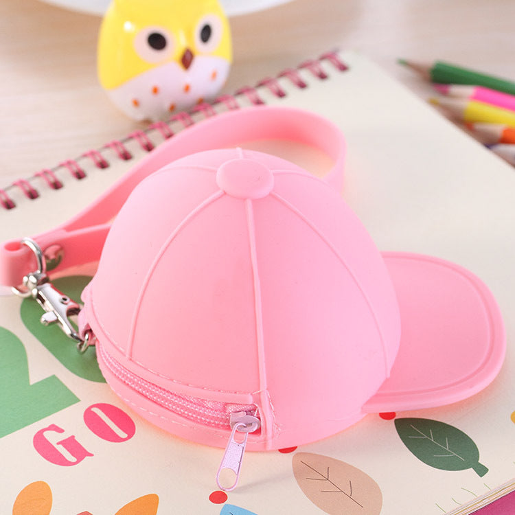 Mignon dessin animé chapeau couleur couleur Silicone Coin Purse