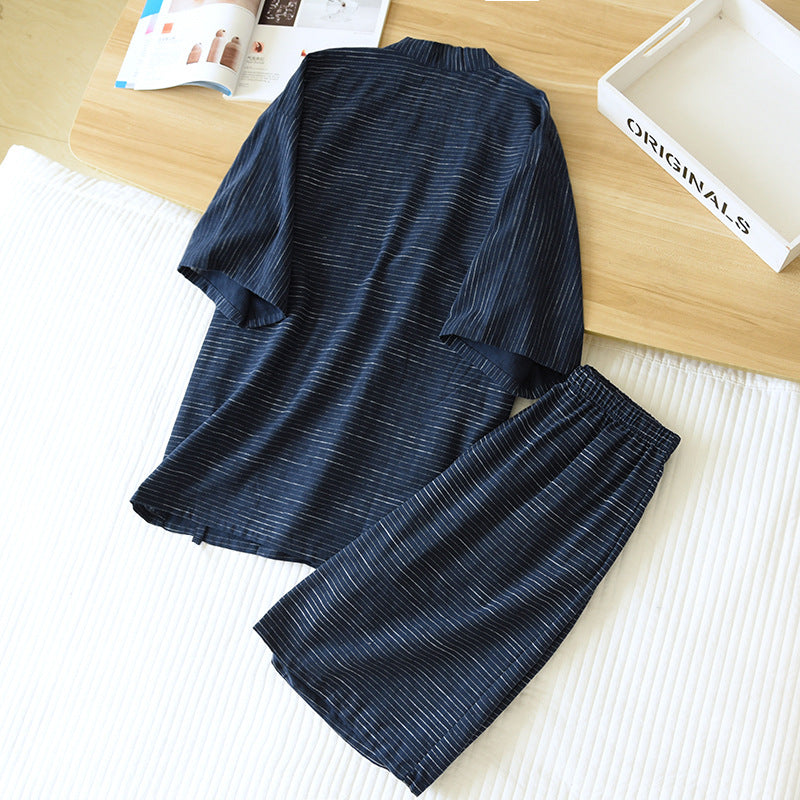 Pyjama pour hommes Kimono Printemps et coton d'été Peignoir Plus Taille Pyjama Cotton pour hommes