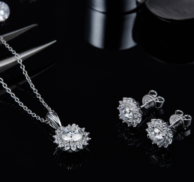 925 Collier en argent Bracelet boucle d'oreille trois pièces