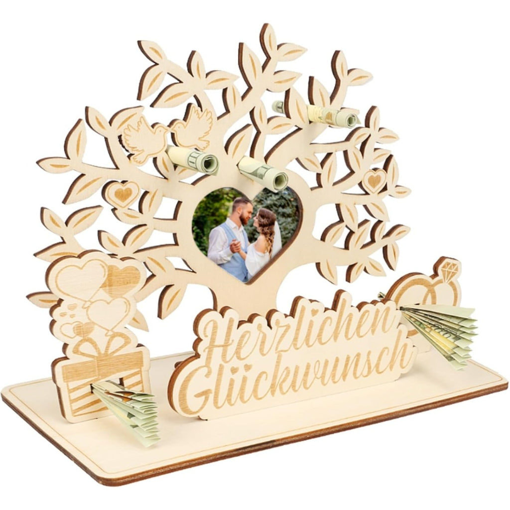 Argent de mariage Cadeau en bois Argent Arbre cadeau Arbre de vie Décoration de table Arbre de mariage Creat