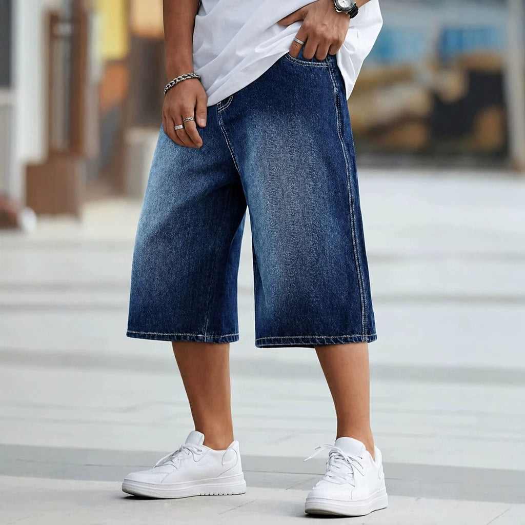 Stylis Vintage- Lavé Y2K homme Denim Short