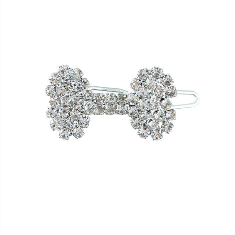 Animaux de compagnie Cat and Dog Ornament Diamond Dog Bone Barrettes